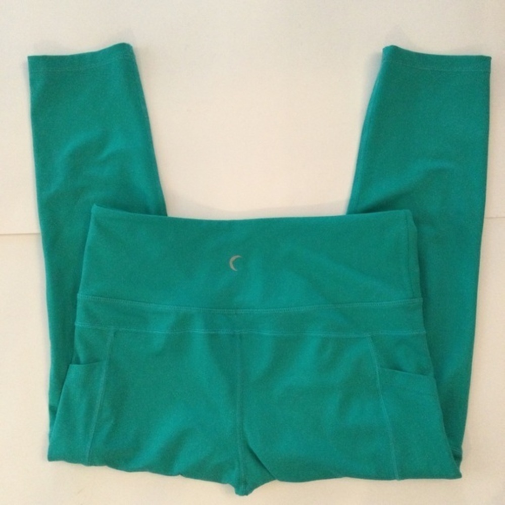 Zyia Active Wear Green stretch Leggings With Pockets Size 8-10